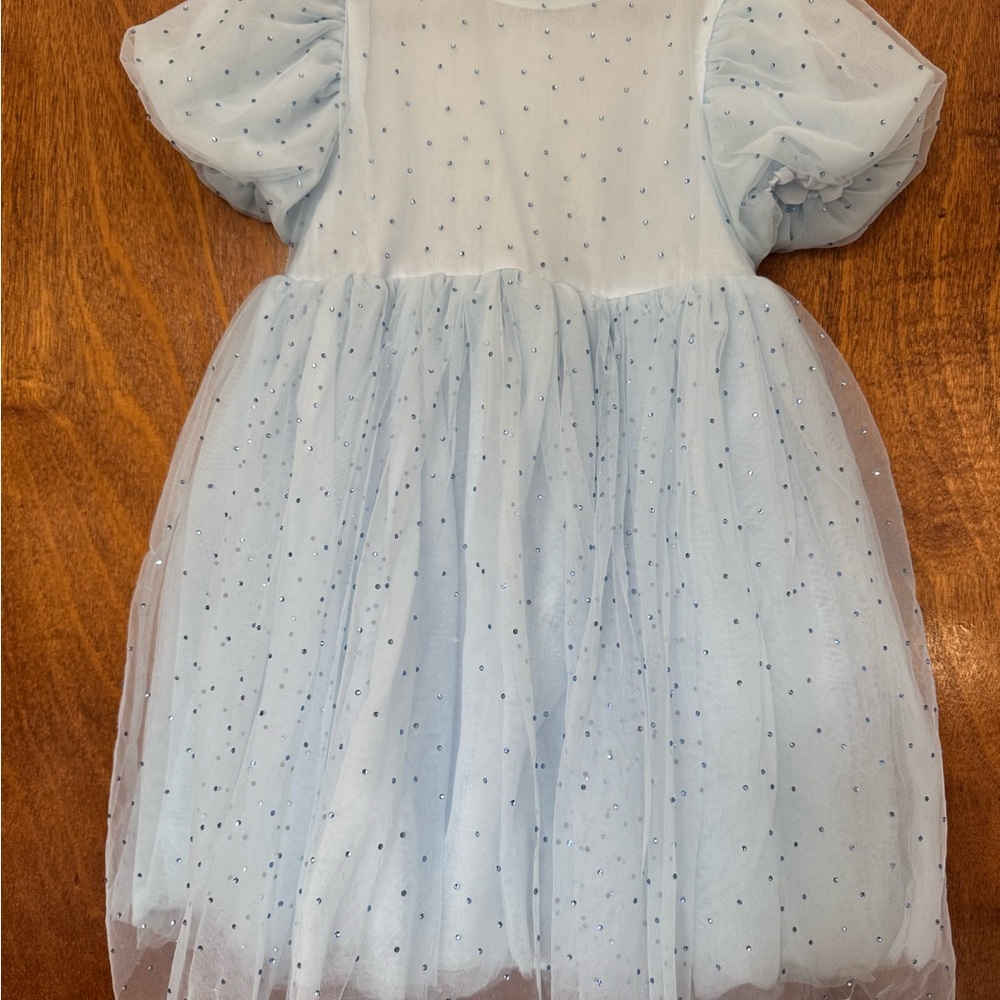 Lola + The Boys Light Blue Tulle Dress with Embellishments